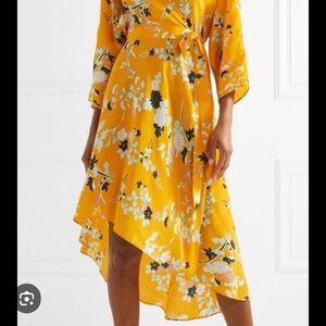 NWT 100% silk Wrap Dress in Vibrant Yellow